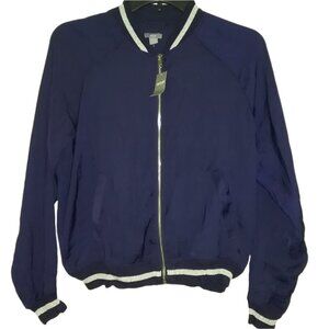 Aerie by American Eagle-Satin Bomber Jacket-Navy-NWT